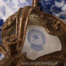 Patera - PORCELANA Z BRĄZEM z łabędziami i ptakami