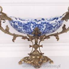 Patera - PORCELANA Z BRĄZEM z łabędziami i ptakami