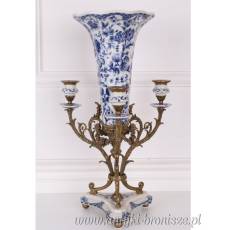2 W 1 ŚWIECZNIK + WAZON! Porcelana z Brązem! blu