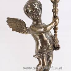 ŚWIECZNIKI Z ANIOŁKAMI porcelana z brązem