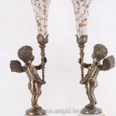 ŚWIECZNIKI Z ANIOŁKAMI porcelana z brązem
