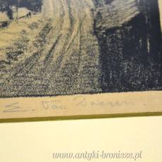 Rycina "Sneeuw" Edmond van Dooren Belgia lata 20te drewniana rama 60/47cm