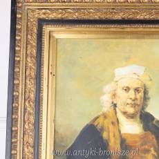 REMBRANDT -DUŻY OBRAZ złoto czarna rama