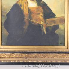 REMBRANDT -DUŻY OBRAZ złoto czarna rama