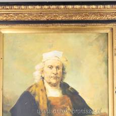REMBRANDT -DUŻY OBRAZ złoto czarna rama