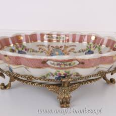 KRÓLEWSKA PATERA - Porcelanowa z brązem AMORKI