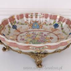 KRÓLEWSKA PATERA - Porcelanowa z brązem AMORKI