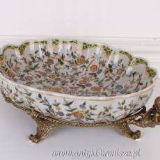 PATERA PORCELANOWA Z BRĄZEM OKUCIA AMORKI