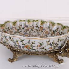 PATERA PORCELANOWA Z BRĄZEM OKUCIA AMORKI