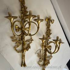 PAŁACOWE KINKIETY - medaliony BRĄZ para BAROK 84cm
