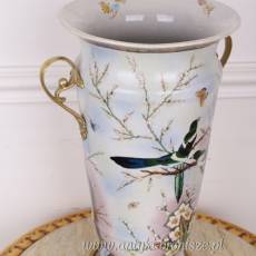Bogato zdobiony WAZON porcelanowy PTAKI