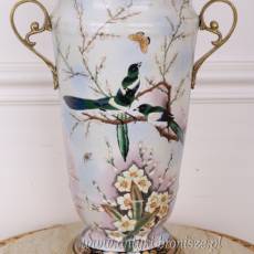 Bogato zdobiony WAZON porcelanowy PTAKI