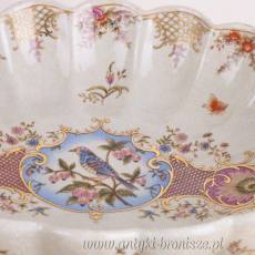 DUŻA PATERA NA ANIOŁKACH porcelana z brązem PTAKI