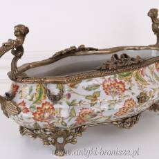 Patera PORCELANA Z BRĄZEM na owoce