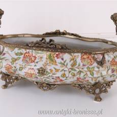 Patera PORCELANA Z BRĄZEM na owoce