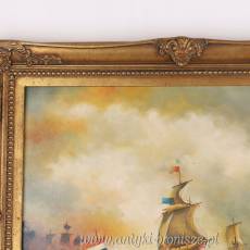 OBRAZ ZŁOTA RAMA -FRANCUSKIE STATKI- 61 X 71 cm