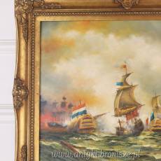 OBRAZ ZŁOTA RAMA -FRANCUSKIE STATKI- 61 X 71 cm