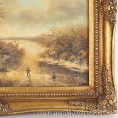 OBRAZ ZŁOTA RAMA -ZAMEK W ZIMOWEJ SZACIE- 61 X 71 cm