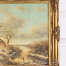 OBRAZ ZŁOTA RAMA -ZAMEK W ZIMOWEJ SZACIE- 61 X 71 cm