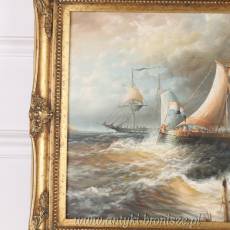 OBRAZ ZŁOTA RAMA - BURZA NA MORZU- 61 X 71 cm