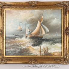 OBRAZ ZŁOTA RAMA - BURZA NA MORZU- 61 X 71 cm