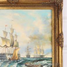 ŻAGLOWIEC -OBRAZ ZŁOTA RAMA - 61 X 71 cm