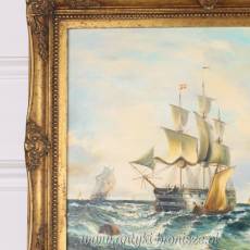ŻAGLOWIEC -OBRAZ ZŁOTA RAMA - 61 X 71 cm