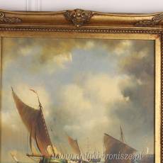 OBRAZ ZŁOTA RAMA -BURZA STATKÓW 61 X 71 cm