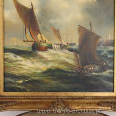 OBRAZ ZŁOTA RAMA -BURZA STATKÓW 61 X 71 cm