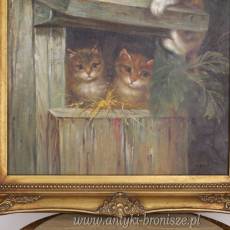 OBRAZ ZŁOTA RAMA -ZADOWOLONE KOCIACZKI- 61 X 71 cm