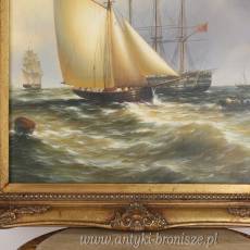 OBRAZ ZŁOTA RAMA -STATKI NA MORZU 61 X 71 cm