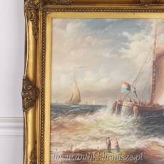 WZURZONE MORZE - STATKI -OBRAZ ZŁOTA RAMA - 61 X 71 cm