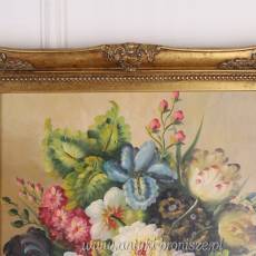 OBRAZ ZŁOTA RAMA - KWIATY W WAZONIE -61 X 71 cm