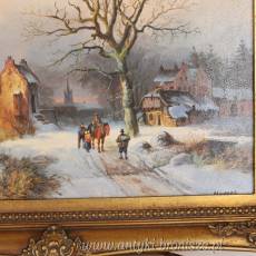 OBRAZ ZŁOTA RAMA -ZIMOWA PORA 61 X 71 cm
