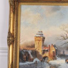 OBRAZ ZŁOTA RAMA -ZIMOWA PORA 61 X 71 cm