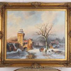 OBRAZ ZŁOTA RAMA -ZIMOWA PORA 61 X 71 cm