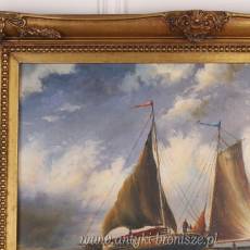 OBRAZ ZŁOTA RAMA statki SZTORM 61 X 71 cm