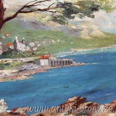Pejzaż nad jeziorem - olej na płótnie podpisany P.H.RENIER (Paul Henri RENIER Francja ok.1950r  57/49 cm