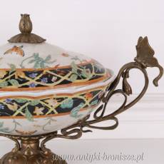 WAZA Z PRZYKRYWKĄ - porcelana z brązem SECESJA