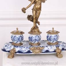 KRÓLEWSKI KAŁAMARZ - porcelana z brązem niebieski