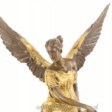 ANIELICA Z WIANKIEM figura z brązu SYGNOWANA pozłacana