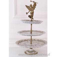 PIĘTROWA PATERA PORCELANOWA z brązem 3 POZIOMY