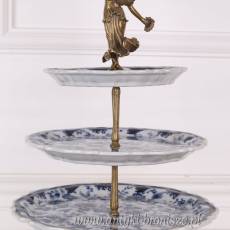 PIĘTROWA PATERA PORCELANOWA z brązem 3 POZIOMY