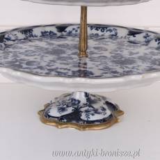 PIĘTROWA PATERA PORCELANOWA z brązem 3 POZIOMY