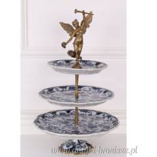 PIĘTROWA PATERA PORCELANOWA z brązem 3 POZIOMY