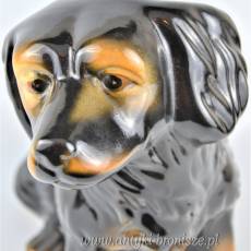 Pies szczeniak brązowy porcelana Rumunia poł.XXw 29/29cm