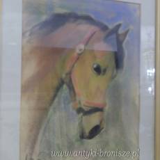 GŁOWA KONIA- OBRAZ PASTEL ZA SZKŁEM