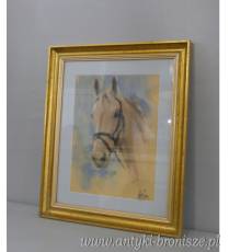 OBRAZ PASTEL ZA SZKŁEM -GŁOWA KONIA