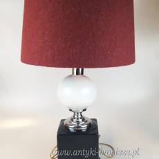 Lampa stołowa, geometryczna linia, ceramika i chrom Maison Barbie ? Francja lata 70-te 50/64cm