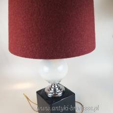 Lampa stołowa, geometryczna linia, ceramika i chrom Maison Barbie ? Francja lata 70-te 50/64cm